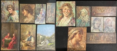 Scatola contenente numerosissimi dipinti e disegni di piccolo formato, di diver