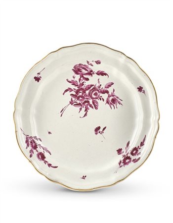 Manifattura Antonio Ferretti, Lodi, 1775-1780 ca. Piatto in maiolica a profilo