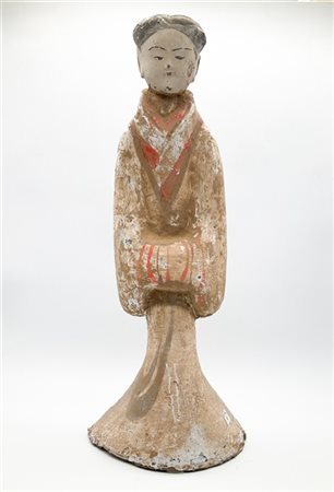Figura di dama di corte in terracotta con tracce di policromia, nota come mingq