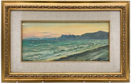 Gaetano Sperati "Tramonto a Bordighera" 1958
olio su cartone (cm 18x40)
firmato