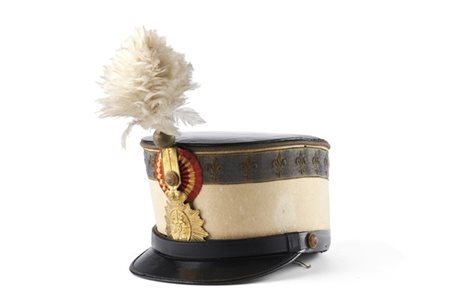 Shako da Ufficiale di Artiglieria, Spagna,1908 circa. Cappello rotondo e dritto