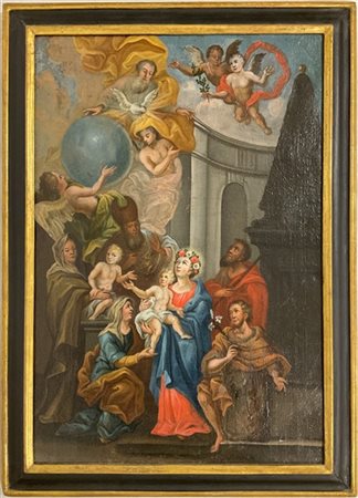 Ignoto

"Madonna col Bambino e santi con Dio Padre e angeli"
olio su tela (cm 6