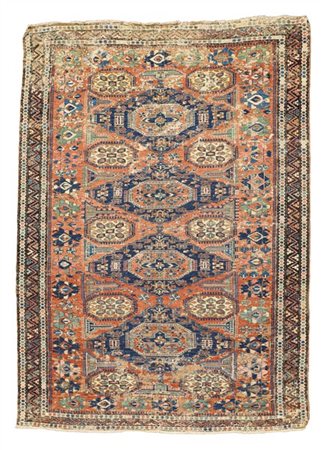 Tappeto Sumak, Caucaso, fine secolo XIX. Decoro con quattro medaglioni romboida