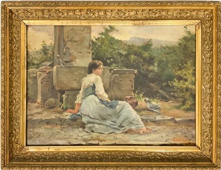 M. Falangola Caputi

"Fanciulla" 
olio su tela (cm 38x51)
firmato in basso a de