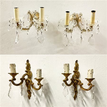 Cartone contenente numerose appliques in metallo e vetro di fatture e misure di