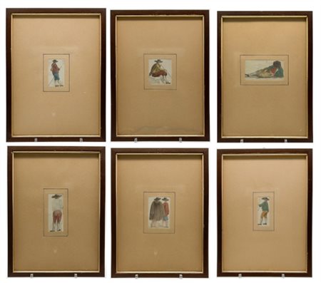 Nello stile di Bartolomeo Pinelli

"Lotto composto da sei tecniche miste su car