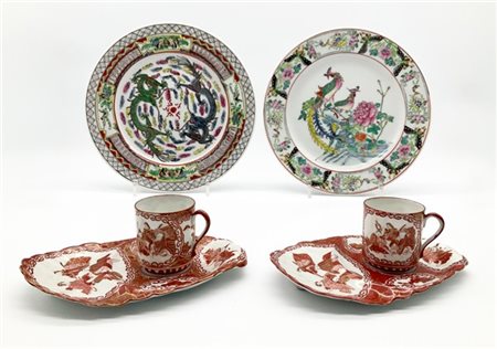 Manifatture orientali. Lotto composto da due tazze "egoiste" con piattini in po