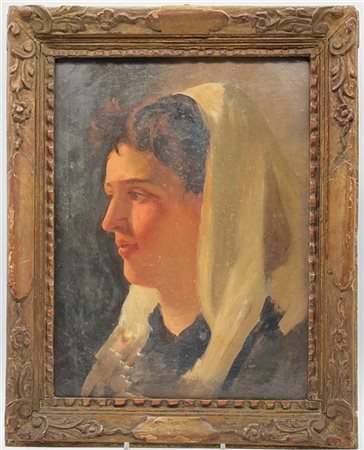 Scuola del secolo XIX

"Ritratto di popolana" 
olio su tela (cm 40x30)
in corni