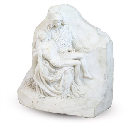 Scultore del secolo XIX. "Pietà", dal modello di Michelangelo, bassorilievo in