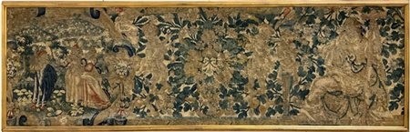 Manifattura fiamminga del secolo XVII. Frammento di bordura di arazzo decorato