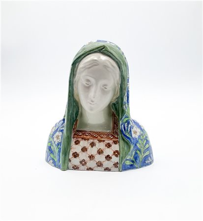 Manifattura Minghetti, Bologna, fine secolo XIX. Busto della Vergine in maiolic