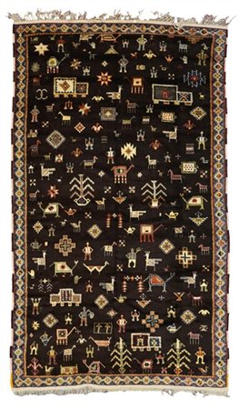 Tappeto Ourika, Marocco, secolo XX. Decoro ricco di simboli antropomorfi, anima