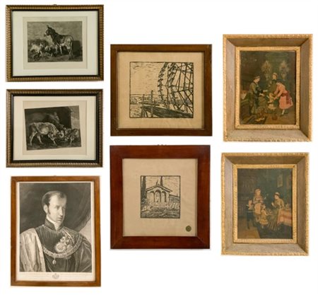 Lotto composto da numerose stampe e oleografie tra cui un'incisione con il ritr
