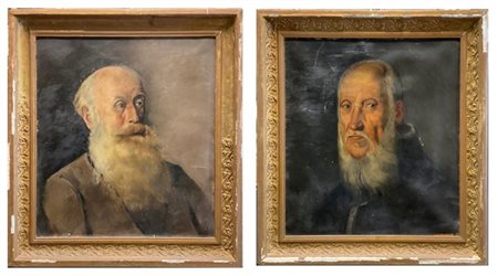 Ignoto di inizio secolo XX
Lotto composto da due "Ritratti virili"
oli su carto