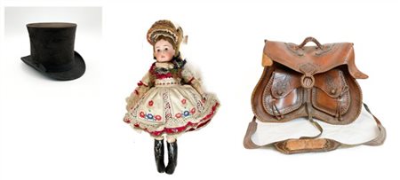 Lotto composto da una bambola con arti snodabili e testa in porcellana di manif