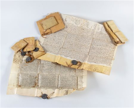 Lotto di 10 manoscritti ecclesiastici su pergamena, XIX secolo