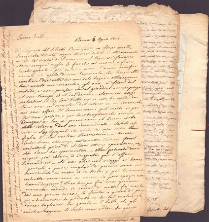 Corpo di più di 30 corrispondenze private su arte, archeologia cristiana e altri argomenti dell'archivio del Colonnello Bruti Liberati, prima metà XIX secolo