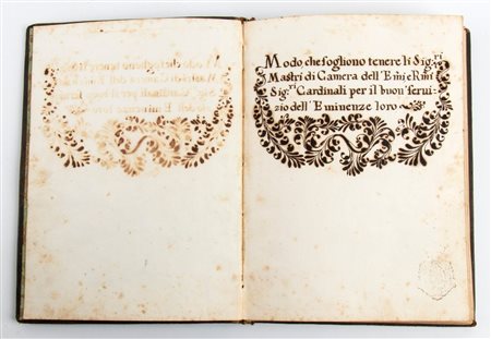 MANOSCRITTO Modo, che sogliono tenere li signori maestri di Camera dell’Emi. E R.mi Signori cardinali per il buon servizio dell’Eminenza loro