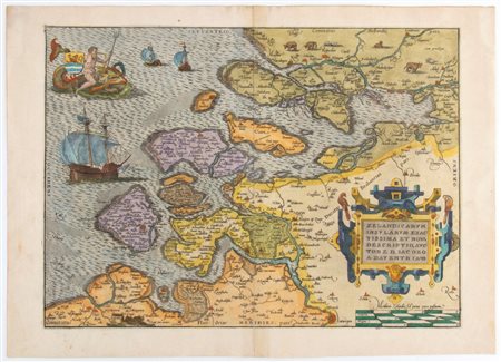 Abraham Ortelius [Europa - Paessi Bassi] Zelandicarum Insularum exactissima et nova descriptio...