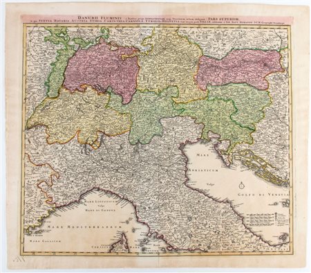 Johann Baptist Homann [Europa centrale - Austria - Germania] Danubii fluminis a fontibus prope Doneschingam…