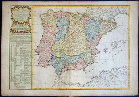 [Europa - Spagna - Portogallo] Carte des Royaumes d' Espagne et de Portugal divisés par Provinces, 1817 ca. 