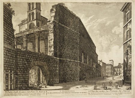Jean Barbault (after) Veduta degli avanzi del Foro di Nerva