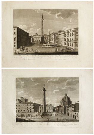 Pietro Ruga Veduta della Piazza e Colonna Antonina | Veduta della Colonna eretta dal Senato Romano in onore dell'Imperatore Trajano