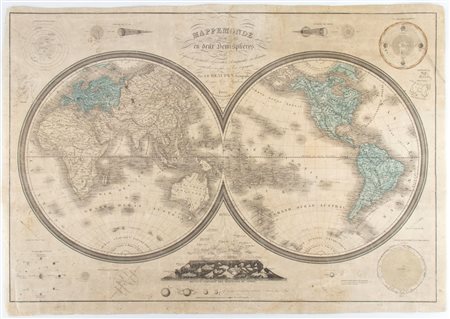 [Mappamondo] Mappemonde divisée en deux hémisphères - dressée... par A.B. Beaupré revue par Pierre Tardieu, 1839 ca.