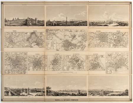 [Italia] Carta con 11 piani delle città capitali degli Stati Italiani, Vienna: Artaria e Copagni 