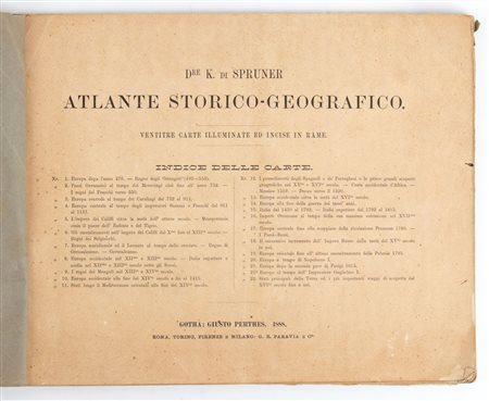 SPRUNGER Karl  Atlante storico-geografico : ventitre carte illuminate ed incise in rame, Gotha: Giusto Perthes, 1888