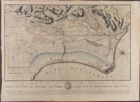 [Italia - Agro Pontino] Carta dell'Agro Pontino già bonificato dalla Santità di Nostro Signore Papa Pio VI felicemente regnante, 1795