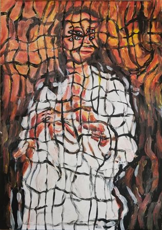 AVANZI PAOLO Rovigo 1958 "Donna su sfondo fuoco"