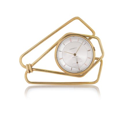 ANONIMOFERMASOLDI DI PEDERZANI MILANO CON OROLOGIO ANNI '50. In oro rosa 18...