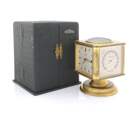 ANGELUSANGELUS "PAGODA QUATTRO FACCE" ANNI '60.C. a cubo in ottone dorato...