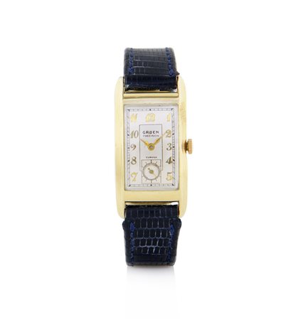 GRUENGRUEN CURVEX ANNI '40. C. rettangolare arcuata laminata in oro giallo....