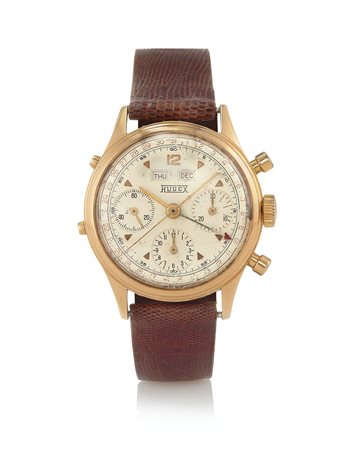 HUGEXHUGEX CRONOGRAFO E CALENDARIO COMPLETO ANNI '50. C. n. 66449 in oro rosa...