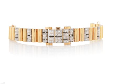 ELECTIONELECTION ANNI '40. C. rettangolare in oro rosa 18 kt con copertura...