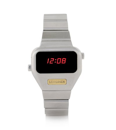 LONGINESLONGINES ANNI '70.C. in acciaio con pulsanti rettangolari. Q. a...
