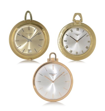 LONGINESLONGINES TRE TASCA ANNI '60. 1. C. in oro rosa. Q. argentato con...