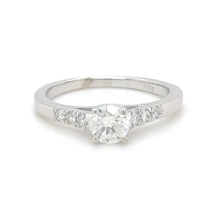 ANELLO IN ORO BIANCO CON DIAMANTE CENTRALE + BRILLANTI LATERALI - RNG40401