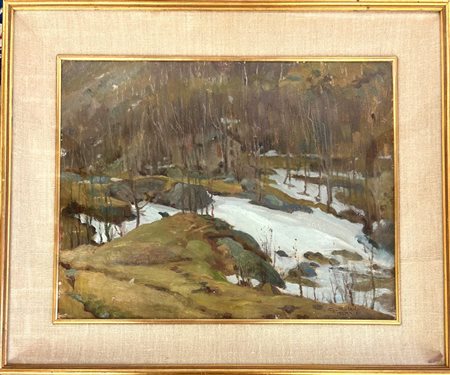 Giuseppe Sobrile, Torino 1879 -1956 Forno Alpi Graie (To), Autunno ai Gabi, Forno Alpi Graie