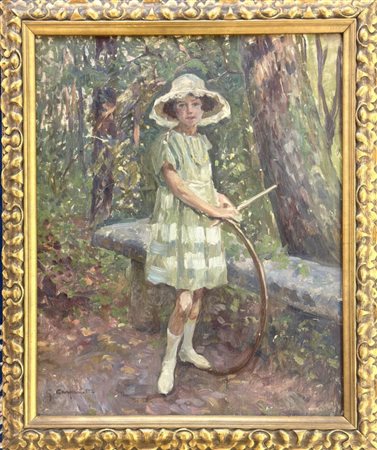 Giovanni Battista Carpanetto, Torino 1863 - 1928, Giovinetta al parco