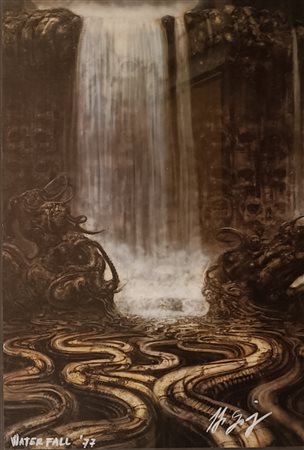 H. R. GIGER Coira (Svizzera) 1940 Waterfall 1977 Offset firmato 43,00x30,50...