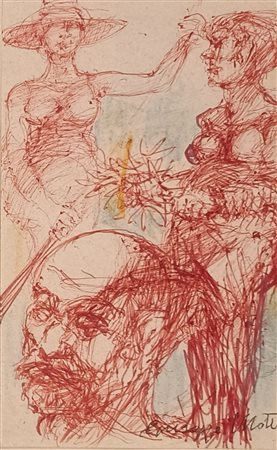 MOTTI GIUSEPPE Arena Po (Pv) 1908 Contadini Mista su carta 14,00x9,00 Firma...