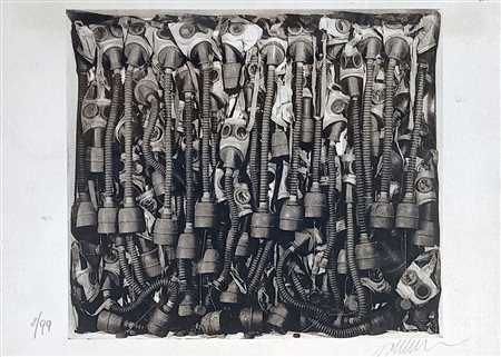 ARMAN FERNANDEZ Nizza (Francia) 1928 Maschere a gas 1970 Litografia su carta...