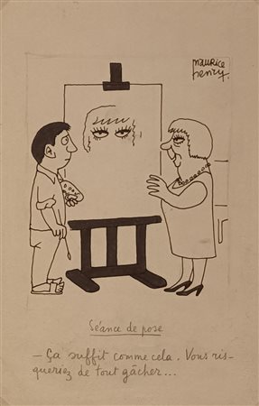 MAURICE HENRY Cambrai (Francia) 1907 Sèance de pose China su carta...