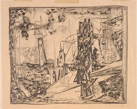 FIRMA INDECIFRATA N.D. ( -) 1900 Città futurista Matita su carta 20,00x25,00...