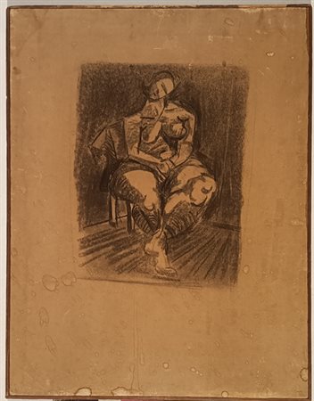 ANONIMO Anonimo (An) Figura Carboncino su carta intelato 68,00x50,00 Firma in...