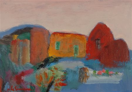 DE SIMONE PIETRO Palazzolo Milanese (Mi) 1921 Paesaggio Olio su cartone...