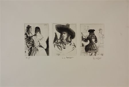 DE ANDREIS GIOVANNI BATTISTA Badalucco (Ge) 1938 Io e Vermer Incisione su...